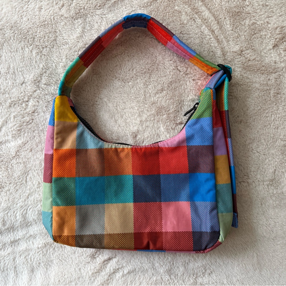 NWT BAGGU Mini Nylon Shoulder Bag Madras - Picture 4 of 12